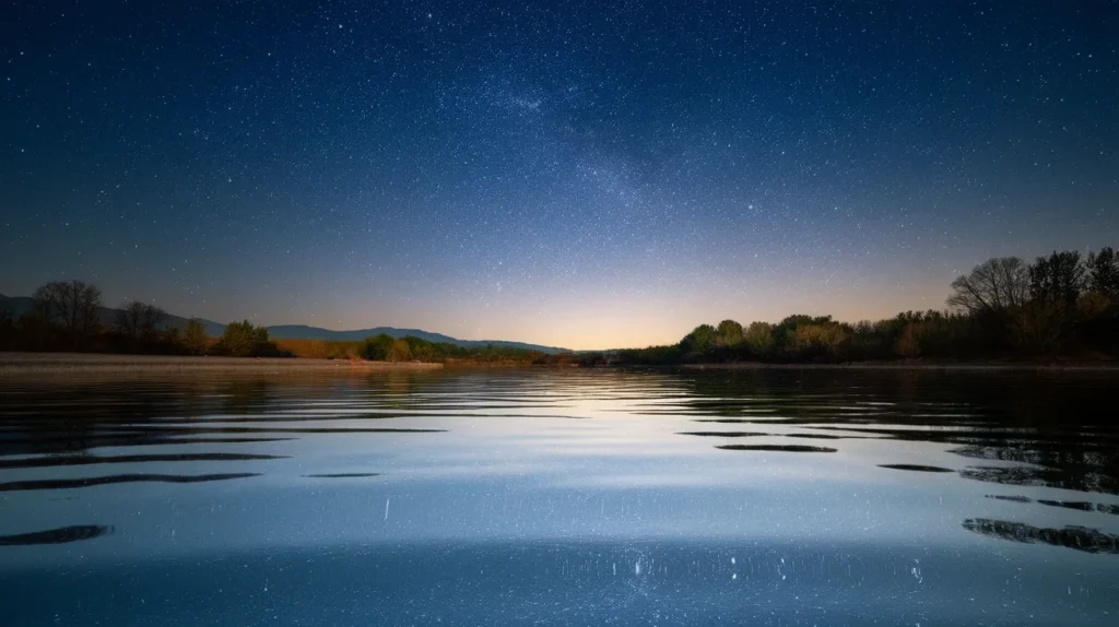 As confident as calm water under a clear sky