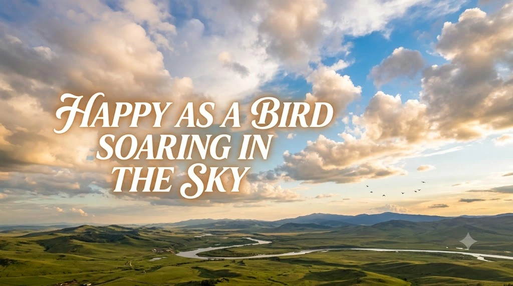 Happy as a bird soaring in the sky