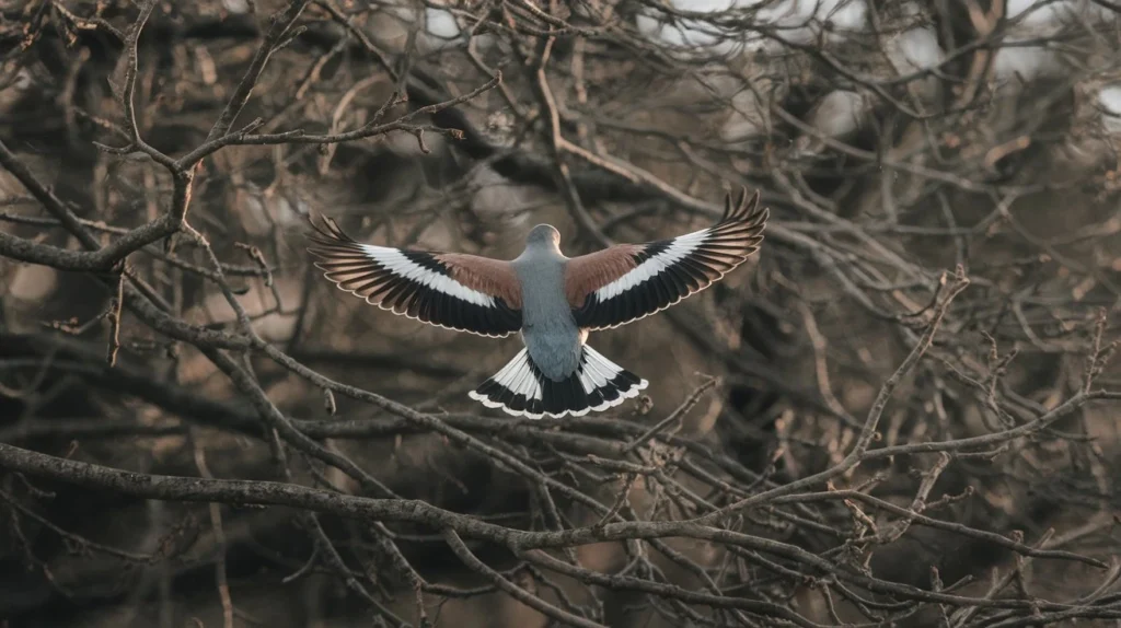 Like a bird darting through branches