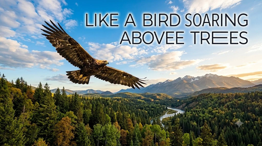 Like a bird soaring above trees

