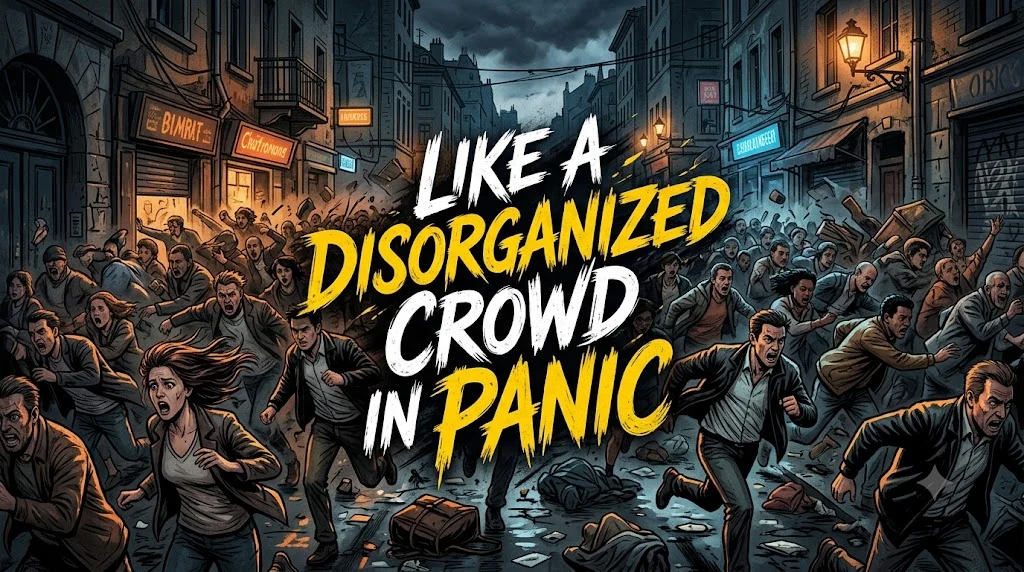 Like a disorganized crowd in panic