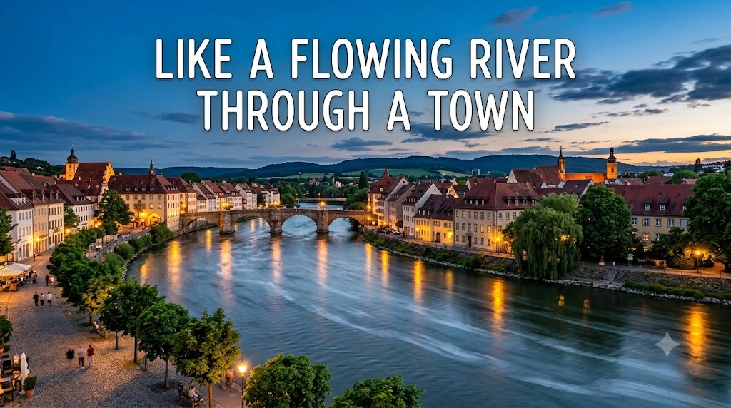  Like a flowing river through a town