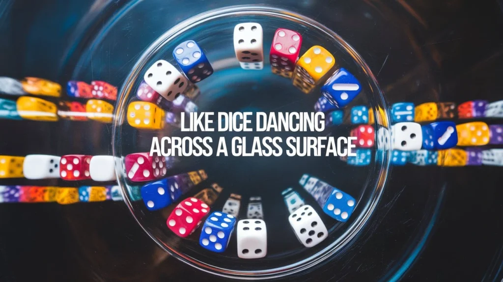 Like dice dancing across a glass surface