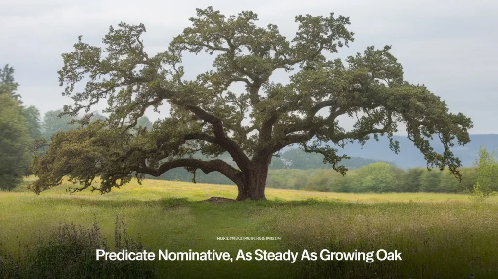 Predicate nominative, as steady as growing oak