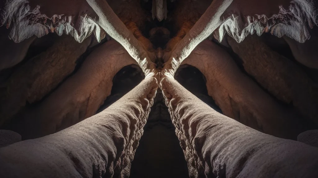 Stalactite and Stalagmite Like Mirror Images Meeting