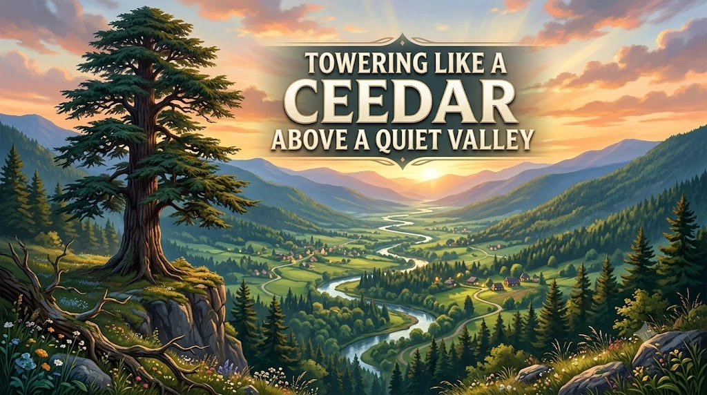  "Towering like a cedar above a quiet valley"