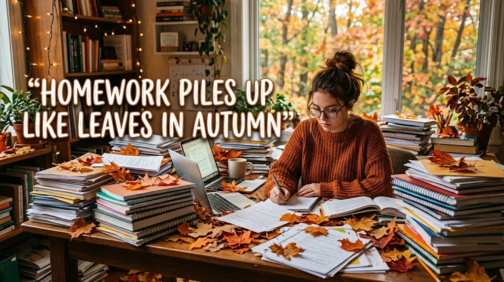 Homework Piles Up Like Leaves in Autumn